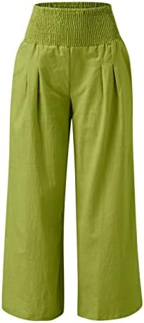 2023 pamučne lanene hlače, žene ljetne plaže plaže palazzo hlača široke noge duge dnevne hlače s džepovima
