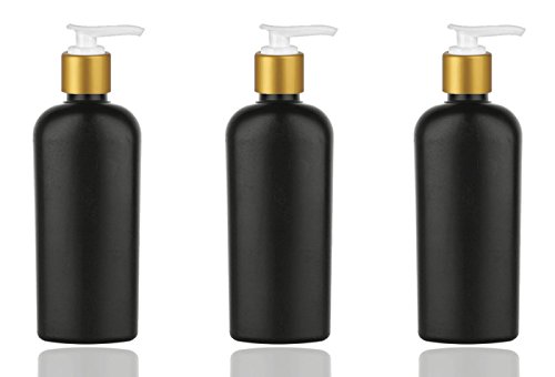 Grand Parfums II Black Matte Losion Pump boce, 6 oz, hdpe plastika s glatkom mat zlatnom aluminijskom preslikanom pumpe za losion 180