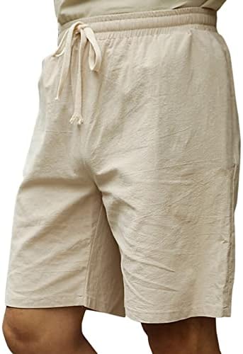 Beuu pamučne lanene kratke hlače za muške elastične struke za hodanje Bermuda kratkim hlačama Summer Casual Beach kratke hlače