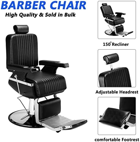 HJHL frizerski salon naslonjača stolica brijač za frizuru za frizuru okretna i podignuta odložite se lako obrisano crno