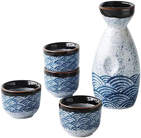 Sake Set Ceramic Set Japance Sake, 1 Tokkuri boca i 4pcs Ochoko SAKE šalice, tradicionalni japanski čašica Set sake set set set