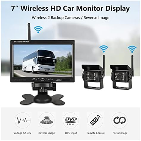 7-inčni bežični kamioni Camera Monitor HD Monitor 12V-24V Kompatibilan za autobusni kamion CCTV CCTV Poniverzijska sigurnosna kamera