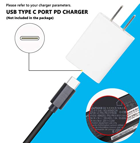 CERRXIAN 15 cm 65 W PD USB Type C Ženski ulaz za spajanje kabela za napajanje Slim Savjet za punjenje Lenovo Thinkpad E440 E450 E550