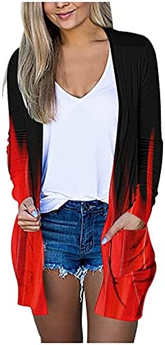 Narhbrg Žene kardigans džemperi povremeni dugi rukavi otvoreni prednji kardigan gradijent vanjske odjeće cvjetni ispis kaput vrh