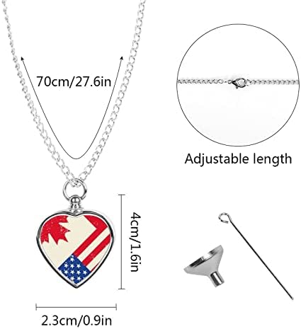 Ogrlica s urnom za kućne ljubimce s printom američke i kanadske zastave za pepeo srce Kremacijski nakit spomen privjesak pepeljara