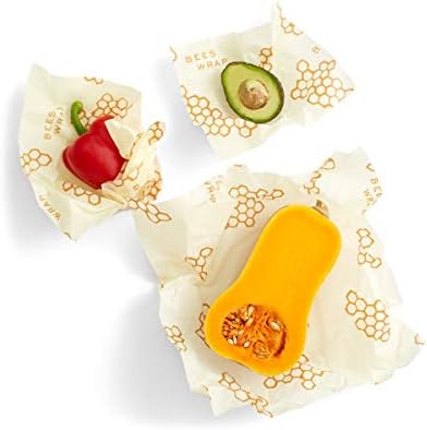 Bee's Wrap - Pakiranje od jednog srednjeg dijela - proizvedeno u SAD-u od certificirani organski pamuk - Ne sadrži plastike i silikona