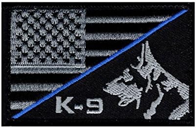 K-9 USA American Flag Thin Blue Line Policijska zakrpa za učvršćivanje kuka