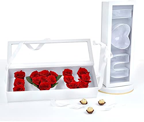 UniKPACKAGING Volim te cvjetne poklon slova u obliku kutije za ispunjavanje, s plastičnom oblogom, za aranžmane za cvijeće i poklon