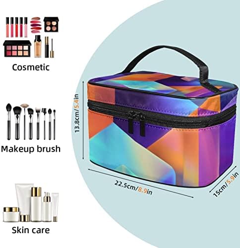 TFCOCFT torba za šminkanje, toaletna potrepština, kozmetičke torbe za žene, apstraktni kubični šareni geometrijski umjetnički uzorak