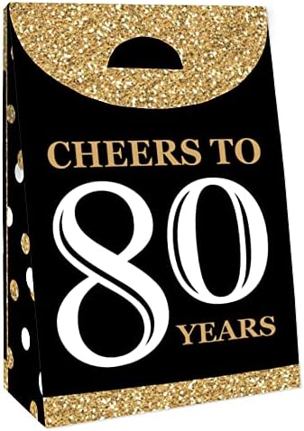 Velika točka sreće odraslih 80. rođendan - zlato - rođendanska torba za poklon za rođendan - Kutije za zabavu - set od 12