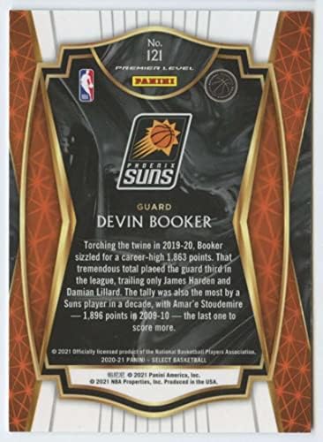 2020-21 Panini Select Blue 121 Devin Booker Premier razina Phoenix Suns NBA košarkaška trgovačka karta