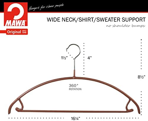 MAWA Non Slip Metalna vješalica za odjeću, glatka nosača ramena s kukama za suke, model 42-u, set od 100, bakar