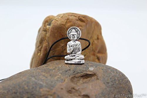 EastMeetswest Vintage Silver sjedeći Buddha Shakyamuni kip | Ogrlica Amitabha Privjesak za zaštitu