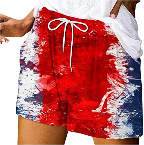 Joau Womens casual vuče kratke hlače ljetne elastične zvijezde i pruge kratke hlače u džepnim hlačama Nezavisnost Dan kratkih hlača