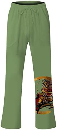 Muške hlače širokog kroja lanene hlače za muškarce moderne udobne kvalitetne mekane lanene hlače s džepovima i kravatama u boji