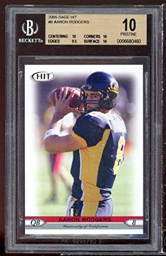 2005. Sage Hit 8 Aaron Rodgers Rookie Card BGS BCCG 10 MINT+
