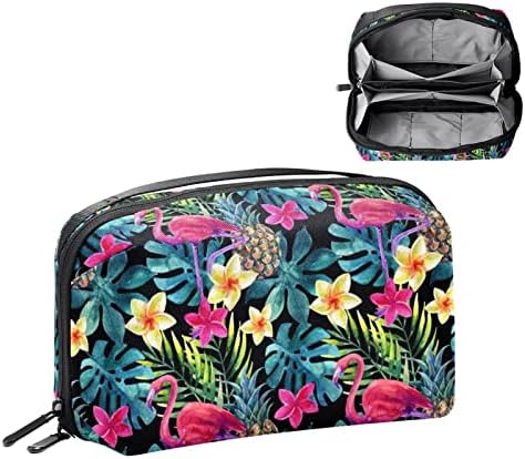 Nošenje kućišta za putničku torbu USB kabel Organizator Požec za džepni novčanik, Flamingo ananas tropski lišće