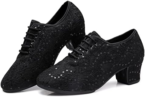 Ruybozry Žene latino plesne cipele Plesne cipele čipka Up Modern Permany Latino salsa Practice Plesce Cipele, Model 601