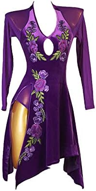 Purple trodimenzionalni veznik bočni prorez latino plesna haljina za žensku emisiju