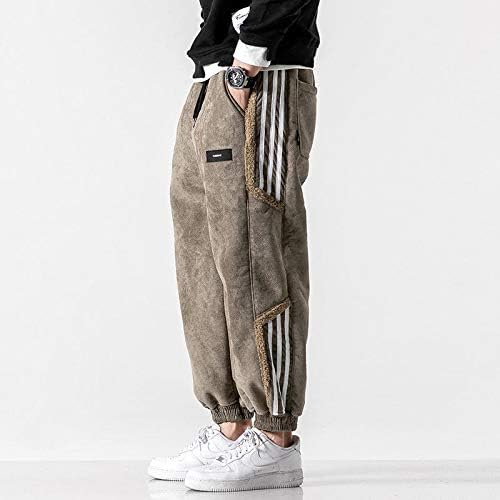 Zimske korejske hip hop debele Ležerne hlače Harem hlače ulična odjeća sportske hlače Joggers Muške pruge na pruge Kaki Na pruge