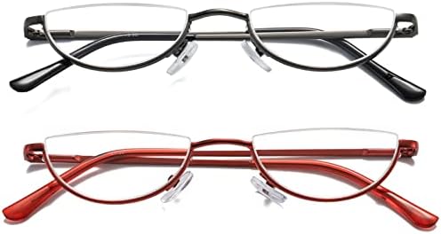 Naočale za čitanje u Poluokviru s metalnim tankim lećama u obliku polumjeseca retro Ultra tanki čitači s opružnom petljom za muškarce