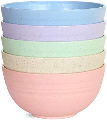Bubero Small Kids Bowls Set od 5, plastične zdjele za višekratnu upotrebu pšenične slame žitarice za užinu, priloge, mikrovalne sigurnosne