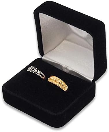 Klasična crna velur metalna kutija s dvostrukim prstenom