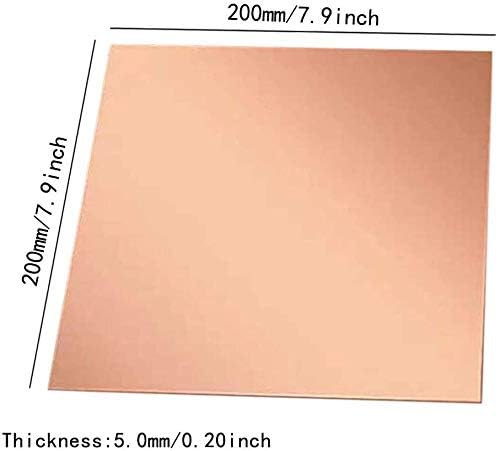 + Mesingana ploča bakreni lim ljubičasti bakar debljine 0,2 inča metalni materijal za obrt + ručno izrađeni materijal, 5,0 * 200 *