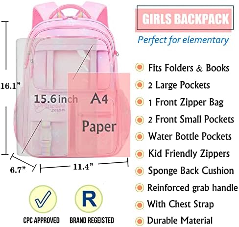 Ruksak za djevojčice, ruksaci za djevojčice u osnovnoj školi, slatka princeza, torba za predškolsku srednju školu, dječja torba za