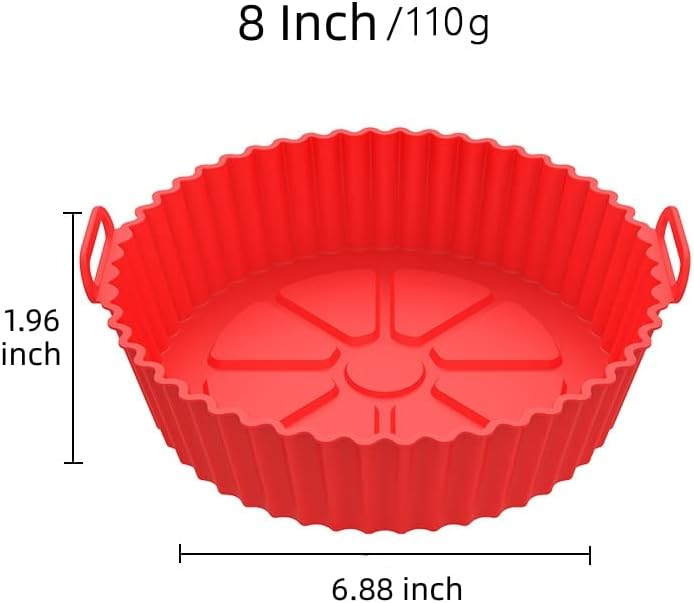 2 pakiranje silikonskih lonaca zraka, odgovara 3,6 do 6,8qt zraka, 8-inčni silikonski zdjelica za košaru za zrak, košara za košulje
