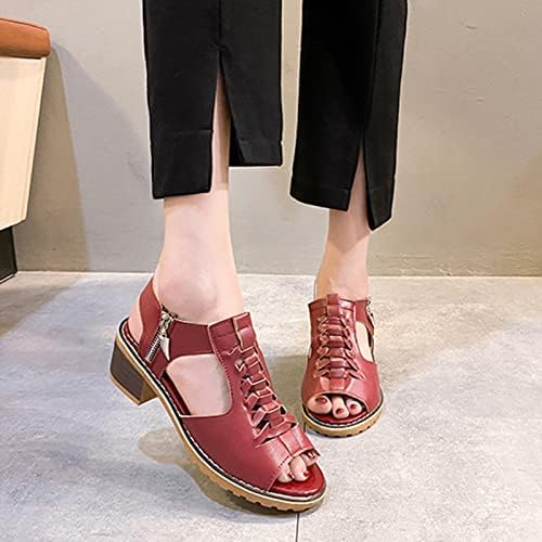 Ženske trendovske vintage sandale Summer Chunky sandale s niskom potpeticom bočne patentne zatvarače sandale otvorenih nožnih prstiju