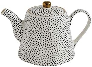 Kreativni koo-op Bijeli kameni softver Black Speckles & Gold Electroplating Teapot, krema