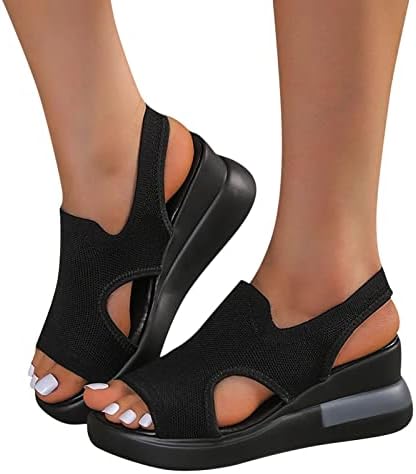 ZhishiliuMan klinaste sandale za žene, sandale za ženske platforme Otvorene nožne prsti na elastičnim sportskim cipelama Slingback