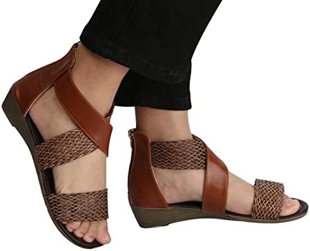 Klinaste sandale za žene Ljetni boho vintage tkani modni povremeni mekani sandale na plaži