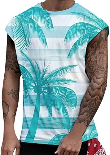 Ljetne Muške majice Muške Ležerne majice s naramenicama na plaži havajski boho print Bez rukava mišićavi muški pamuk dugih rukava