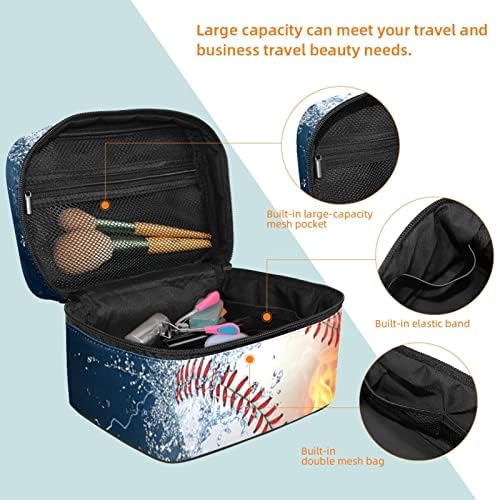 ECMRAD prijenosna torba za šminkanje Sportski bejzbol na vatri i led tisak velikim kapacitetom s patentnim zatvaračem prikladnim za