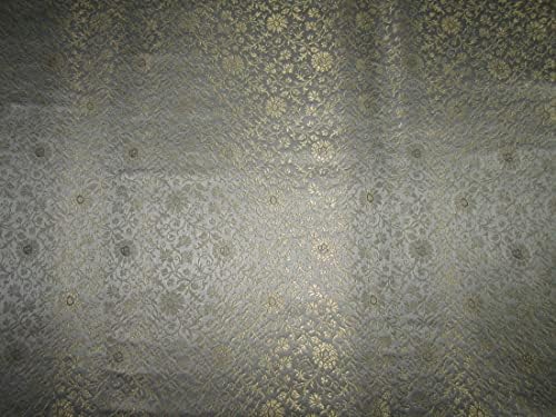 Svilena brokatna tkanina u elegantnoj sivoj boji, 84 metalik zlatna 4704 [5] od dvorišta