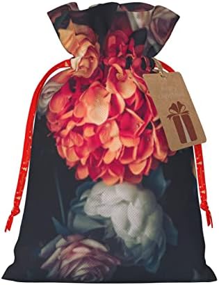 Vrećice za božićne poklone s vezicama Vintage-Slikarstvo-vrt-cvjetne vrećice za zamatanje darova božićne poklon vrećice za pakiranje