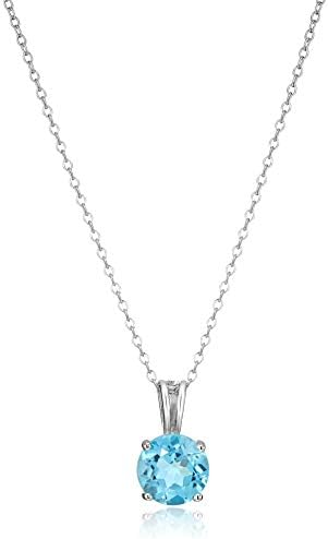 Ogrlica s privjeskom od srebra od srebra, autentična ili izrađena od kamena okruglog reza, 18 inča