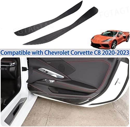 Pravi karbonski vlakna vrata AUT-a protiv udarnih ploča naljepnica kompatibilna s Chevrolet Corvette C8 2020-2023, Unutarnja vrata