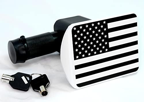 Everhitch američka američka zastava crno-bijeli metalni poklopac za hitch s 5/8-inčnim prikolicama promjera PIN-a zaključavanje
