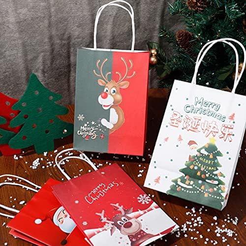 18 kom božićnih poklon vrećica, 9 vrsta poklon vrećica s ručkama, male poklon vrećice za višekratnu upotrebu, božićne papirnate vrećice,