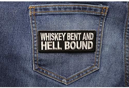 Patch Whiskey Bent i Hell Bound - 4x1,5 inča. Vezeno željezo na flasteru