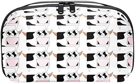 Nošenje torbice za torbicu za putničku torbu USB kabel Organizator Pocket Pocrtani zatvarač, crtani životinjski krava