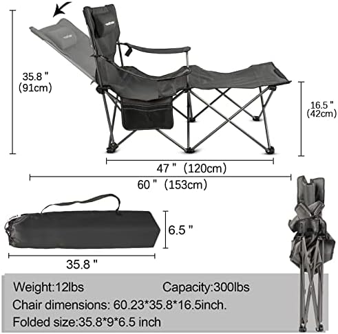 Apollo Walker sklopivi stolice za kampove za kampiranje naslonjene stolice za plažu za odrasle prijenosne sunčeve stolice na otvorenom