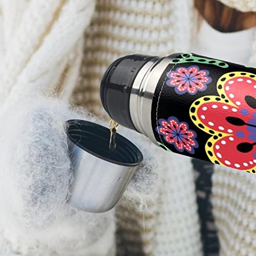 Nehrđajući čelik kožni vakuum vakuum izolirana cvjetna cvjetna termos boca za vodu za vruća i hladna pića djeca odrasli 16 oz