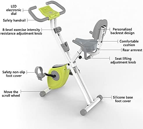 WLL-DP prijenosni sklopivi bicikl za vježbanje, LCD monitor 8 Postavke magnetskog otpora Podesiva visina, s držačem telefona