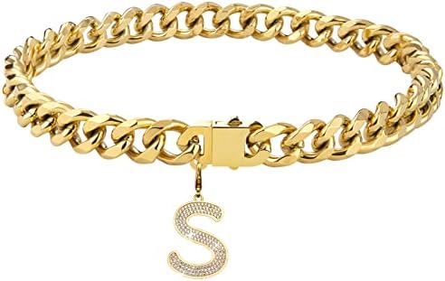 Dopetie zlatni lanac za pseće ogrlica Personalizirano pismo o ogrlici s blingu cirkonima metalna kubanska veza za srednje i velike