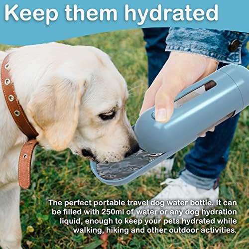 2 u 1 prijenosna boca za vodu za pse s držačem vrećice za pseću kakicu 250 ml nepropusni dozator zdjele za pseću vodu dozator vrećice