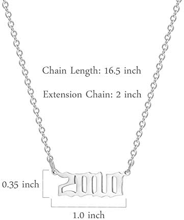 Svjetlucava ogrlica za rođendan od nehrđajućeg čelika za žene, privjesak s brojem godine rođenja, prigodni nakit za djevojčice
